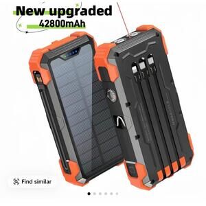 Solar W33 Solar Power Bank 42800mAh, 4 Cables, Thermometer, 15W Fast Charge, 2 U
